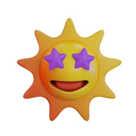 Emoji de olho de estrela do sol  3D Icon