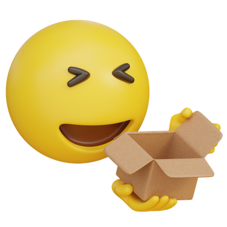 Emoji Opening A Delivery Box And Being Happy  3D Icon