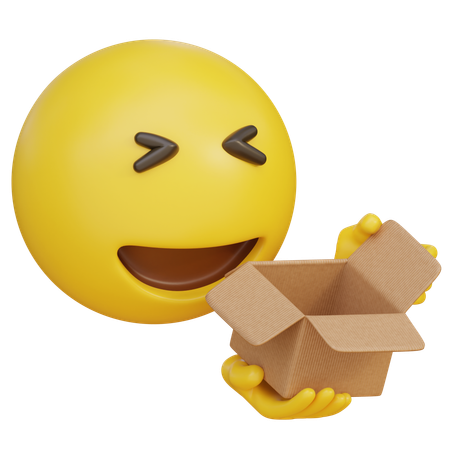 Emoji Opening A Delivery Box And Being Happy  3D Icon