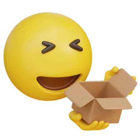 Emoji Opening A Delivery Box And Being Happy  3D Icon