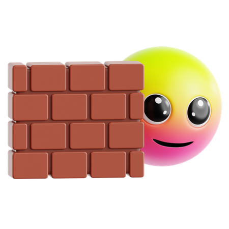Emoji Peeking From Behind A Wall  3D Icon