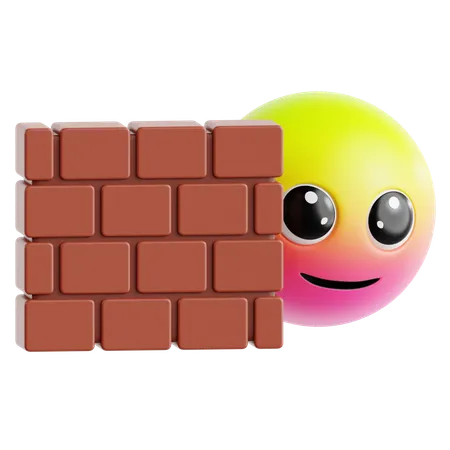 Emoji Peeking From Behind A Wall  3D Icon