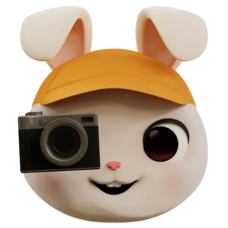 Emoji Rabbit Taking Photo  3D Icon