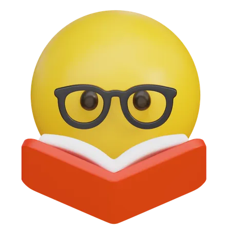 Emoji Reading A Book With Glasses  3D Icon