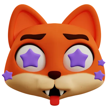 Emoji mignon de renard et d'étoile  3D Icon