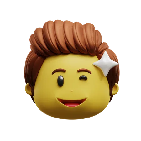 Rosto emoji olhos piscando  3D Icon