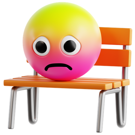 Emoji Sitting Alone On A Bench  3D Icon