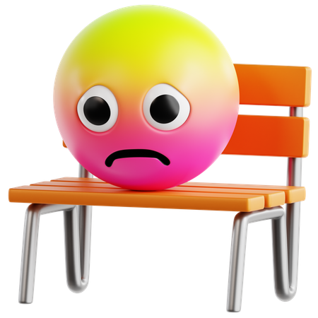 Emoji Sitting Alone On A Bench  3D Icon