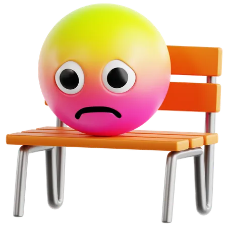 Emoji Sitting Alone On A Bench  3D Icon