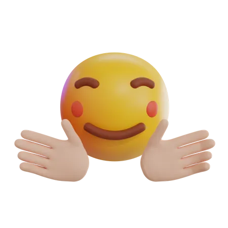 Sorrindo com emoji de mão aberta  3D Icon