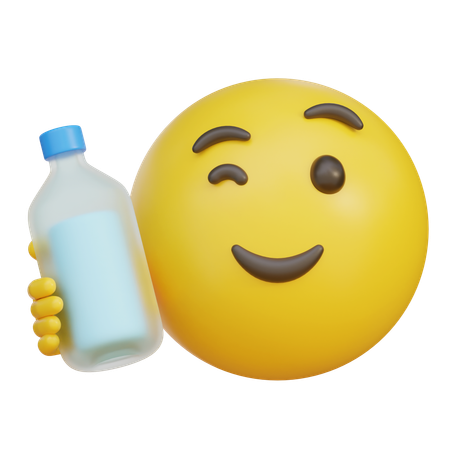 Emoji sosteniendo una botella de agua  3D Icon