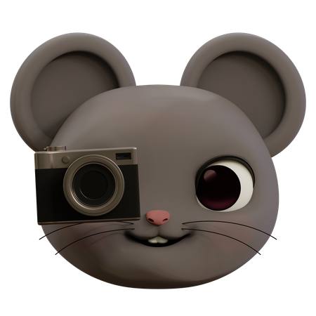 Souris emoji prenant une photo  3D Icon