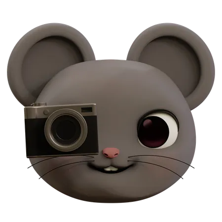 Souris emoji prenant une photo  3D Icon