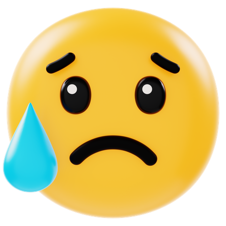 Emoji triste avec de la sueur  3D Icon