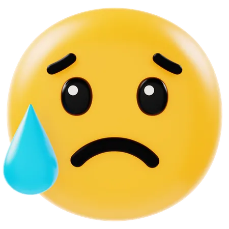 Emoji triste avec de la sueur  3D Icon