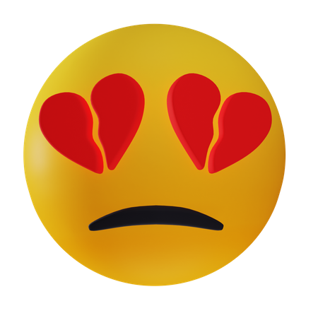 Emoji triste e de coração partido  3D Icon