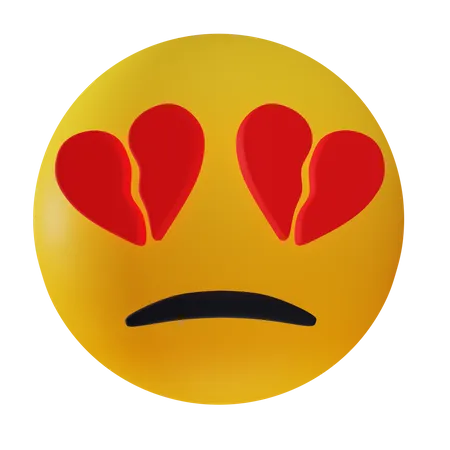 Emoji triste e de coração partido  3D Icon