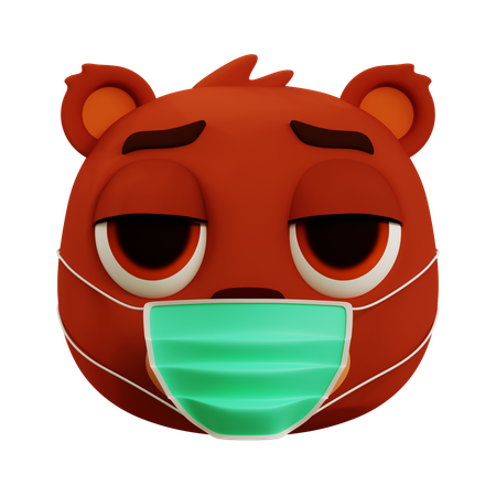 Emoji de urso fofo com gripe  3D Icon