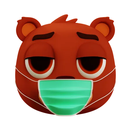 Emoji de urso fofo com gripe  3D Icon