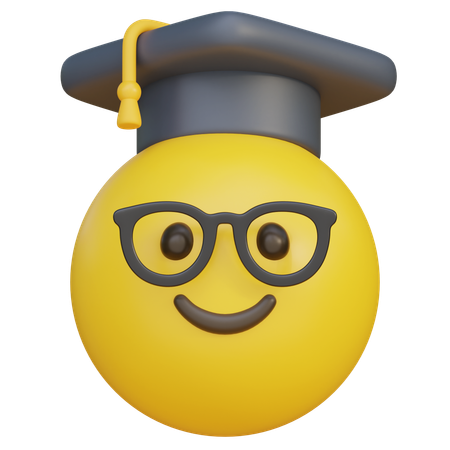 Emoji usando óculos e boné de formatura  3D Icon