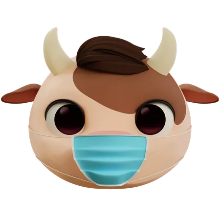 Vaca emoji está com gripe  3D Icon