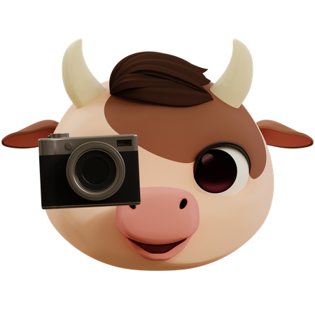 Vaca emoji tirando foto  3D Icon