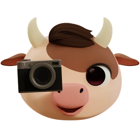 Vaca emoji tirando foto  3D Icon