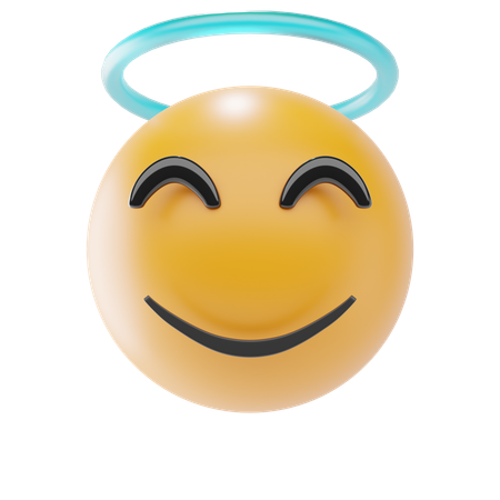 Visage souriant avec halo emoji  3D Icon