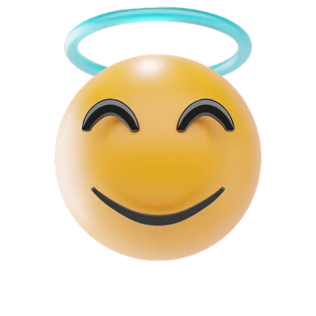 Visage souriant avec halo emoji  3D Icon