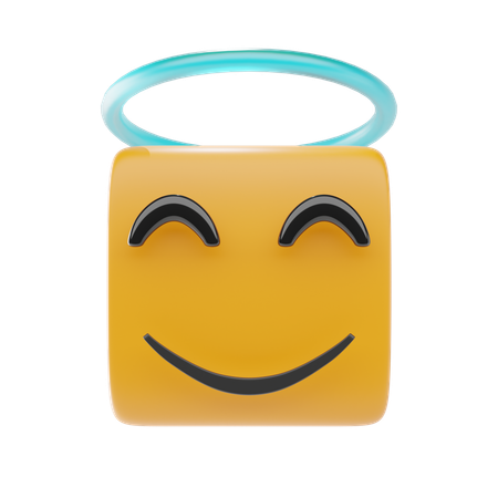 Visage souriant avec halo emoji  3D Icon