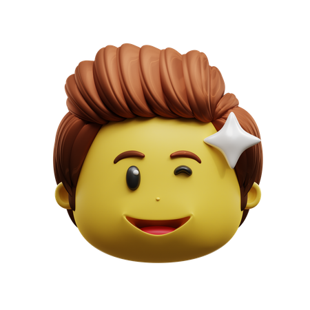 Visage emoji, yeux clignotants  3D Icon