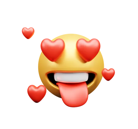 Emoji with love and tongue out  3D Icon