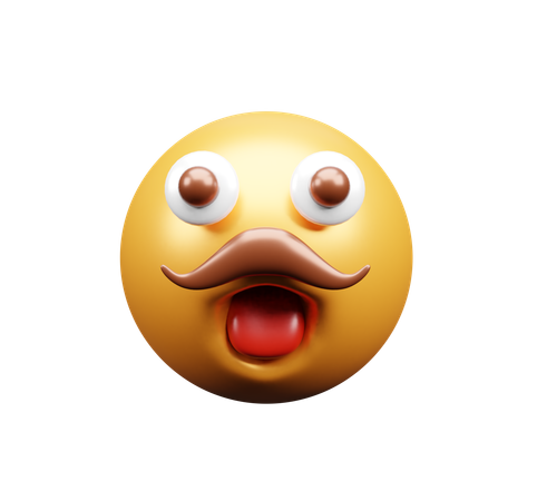 Emoji with moustache  3D Icon