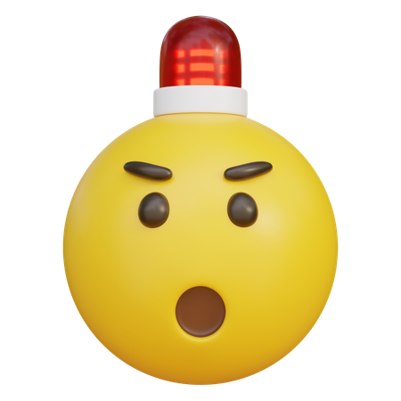 Emoji With Siren On Its Head  3D Icon