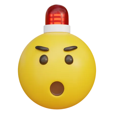 Emoji With Siren On Its Head  3D Icon