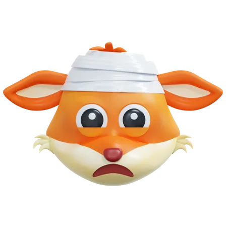 Emoticon de raposa com bandagem de cabeça  3D Icon