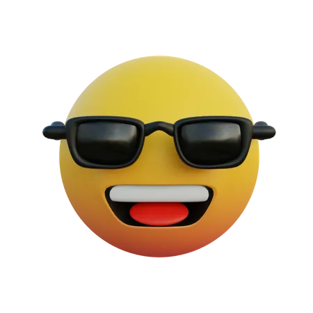 Emoticon de cara rindo usando óculos escuros  3D Emoji