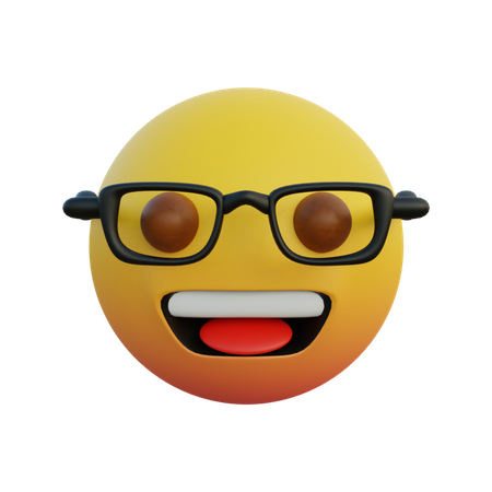 Emoticon de cara rindo usando óculos transparentes  3D Emoji
