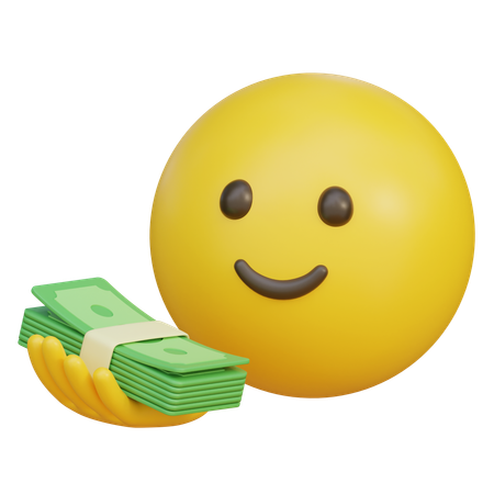 Emoticon com uma moeda na palma da mão  3D Icon