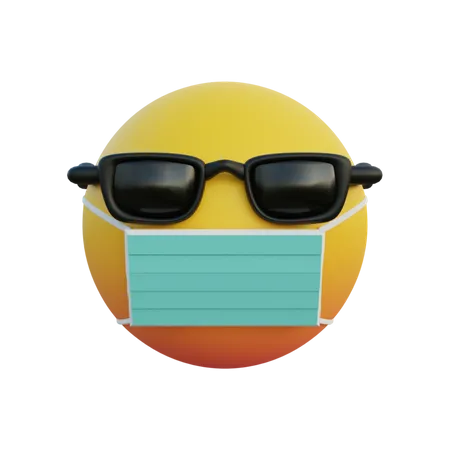 Emoticono con máscara y gafas de sol.  3D Emoji