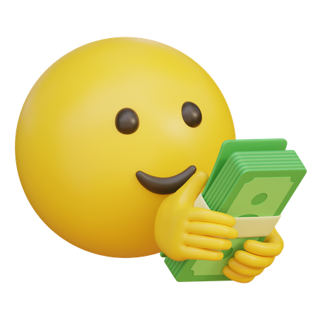Emoticon Counting Money Currency  3D Icon