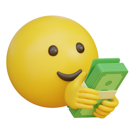 Emoticon Counting Money Currency  3D Icon