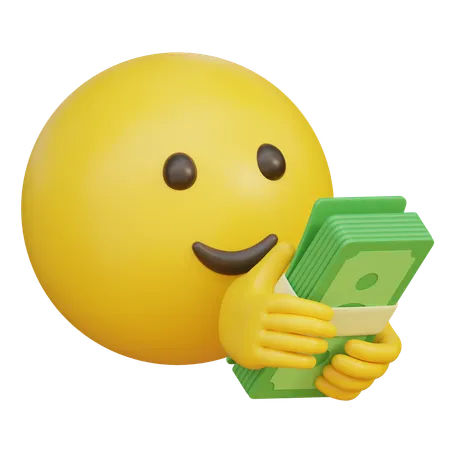 Emoticon Counting Money Currency  3D Icon