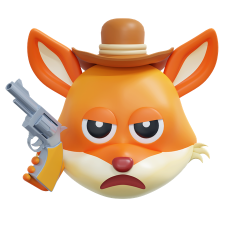 Emoticon de raposa cowboy  3D Icon