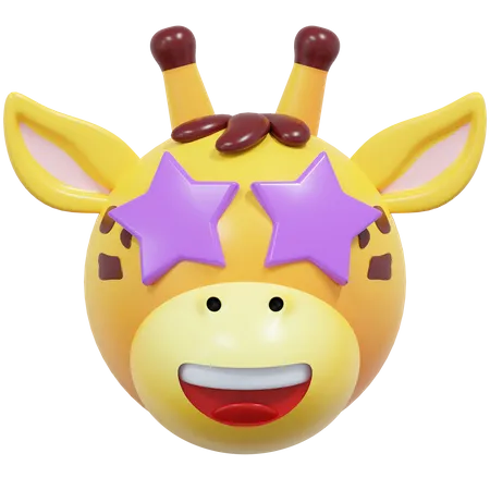 Emoticon de girafa com olhos de estrela  3D Icon