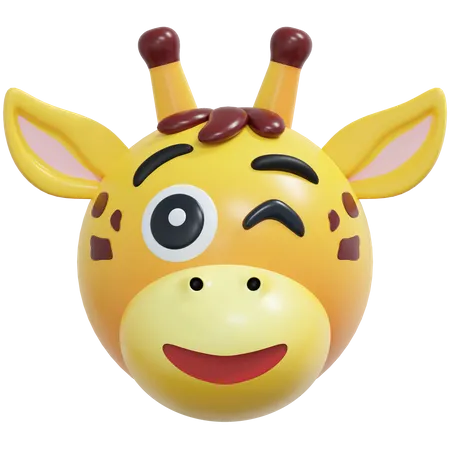 Piscadela de olhos emoticon de girafa  3D Icon