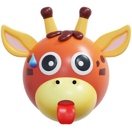 Emoticon de girafa exausta  3D Icon