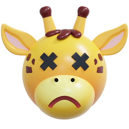 Emoticon de girafa de olho morto  3D Icon