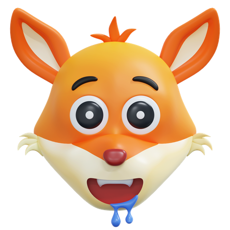 Sentindo emoticon de raposa com fome  3D Icon