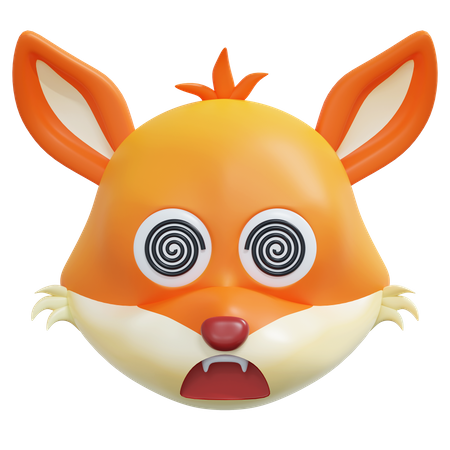 Emoticon de raposa com rosto hipnotizado  3D Icon